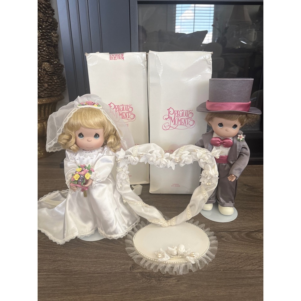 Precious Moments Wedding Doll Set Bride Groom Heart Arch Original Boxes